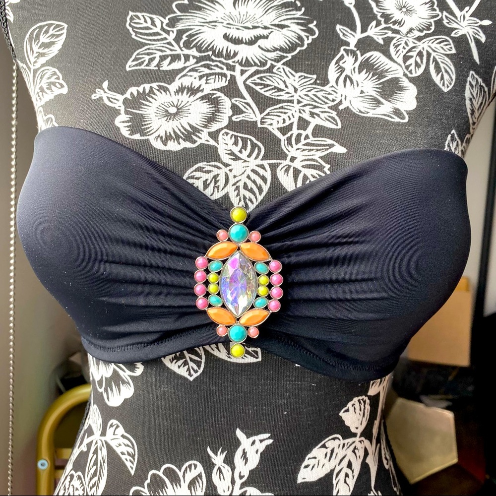 VS jeweled brooch bandeau bikini top
